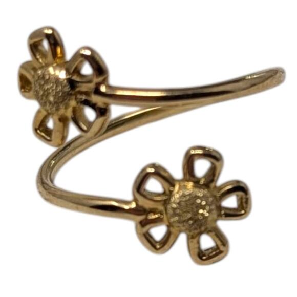 Estate 14K Yellow Gold Daisy Flower Wrap Ring Size 5.5 1.23g - Picture 2 of 6